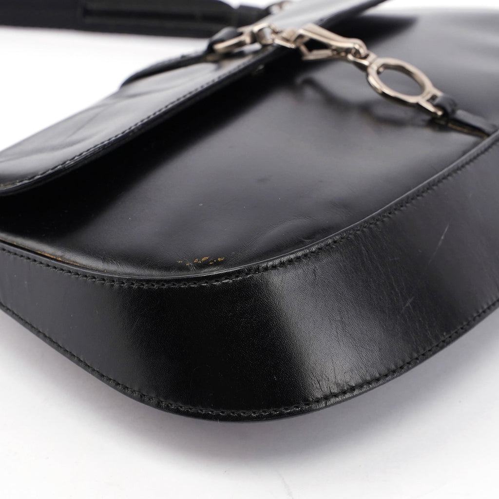 Black Calfskin Cleo Hobo Shoulder Bag