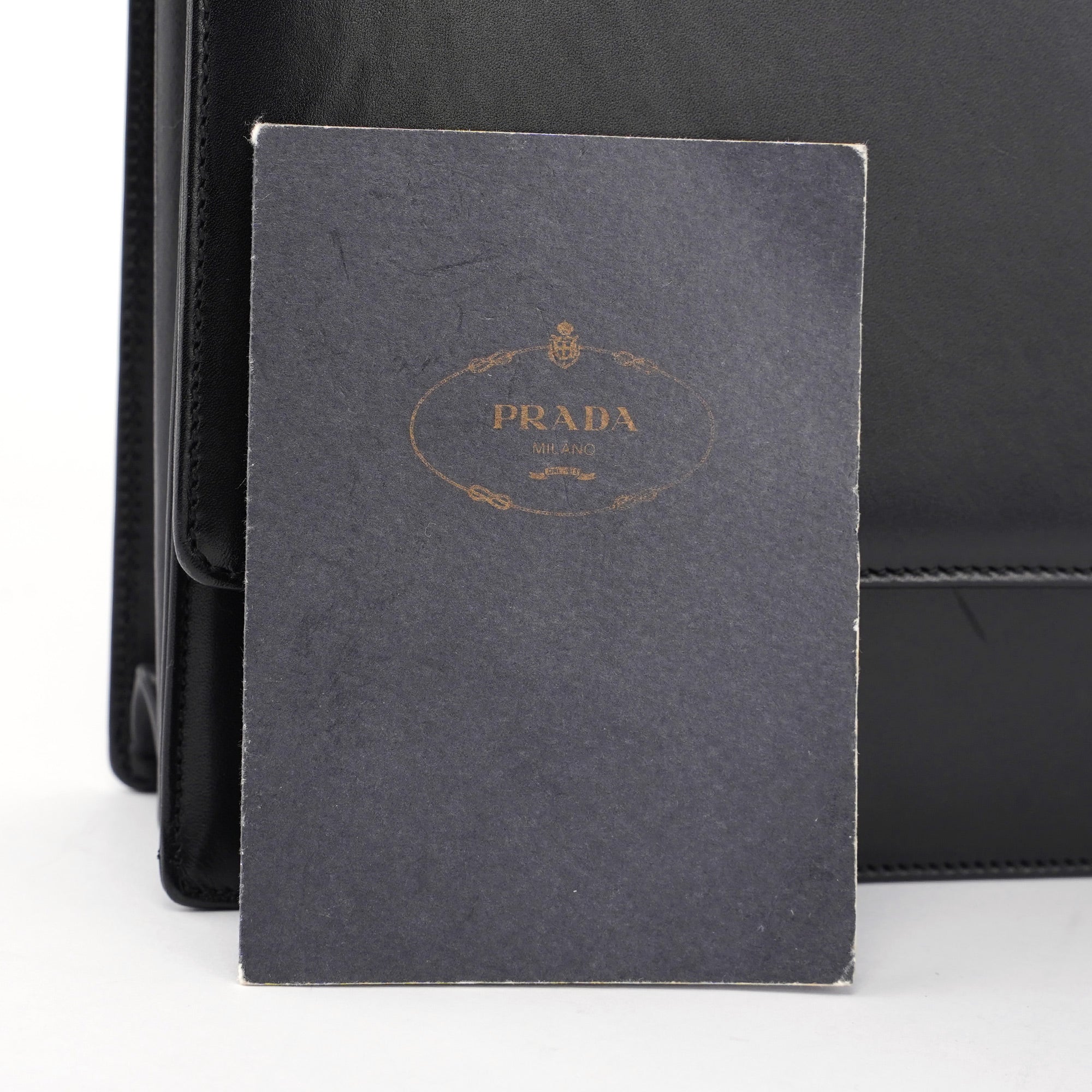 Black Calfskin Flap Top Handle Bag
