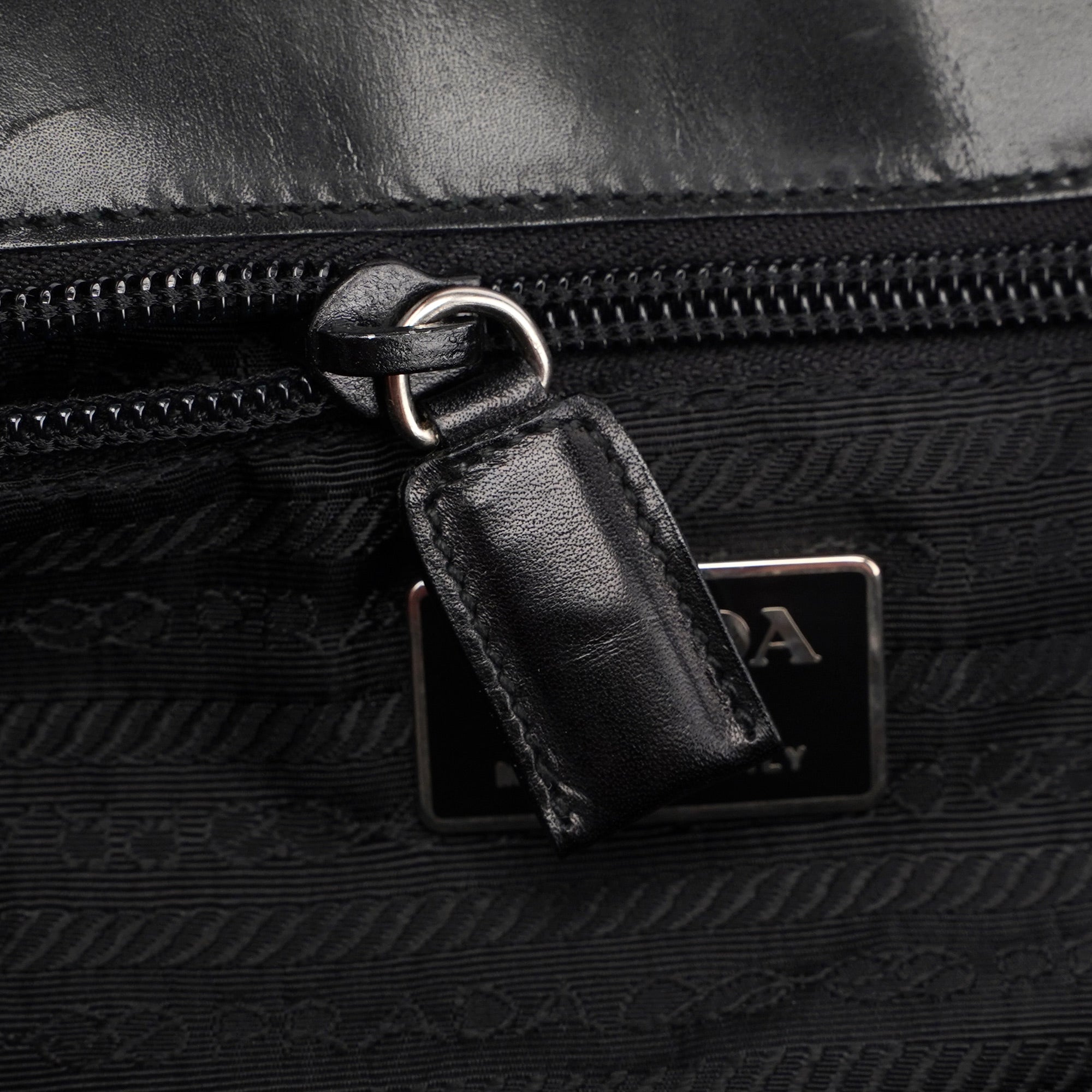 Black Calfskin Flap Top Handle Bag