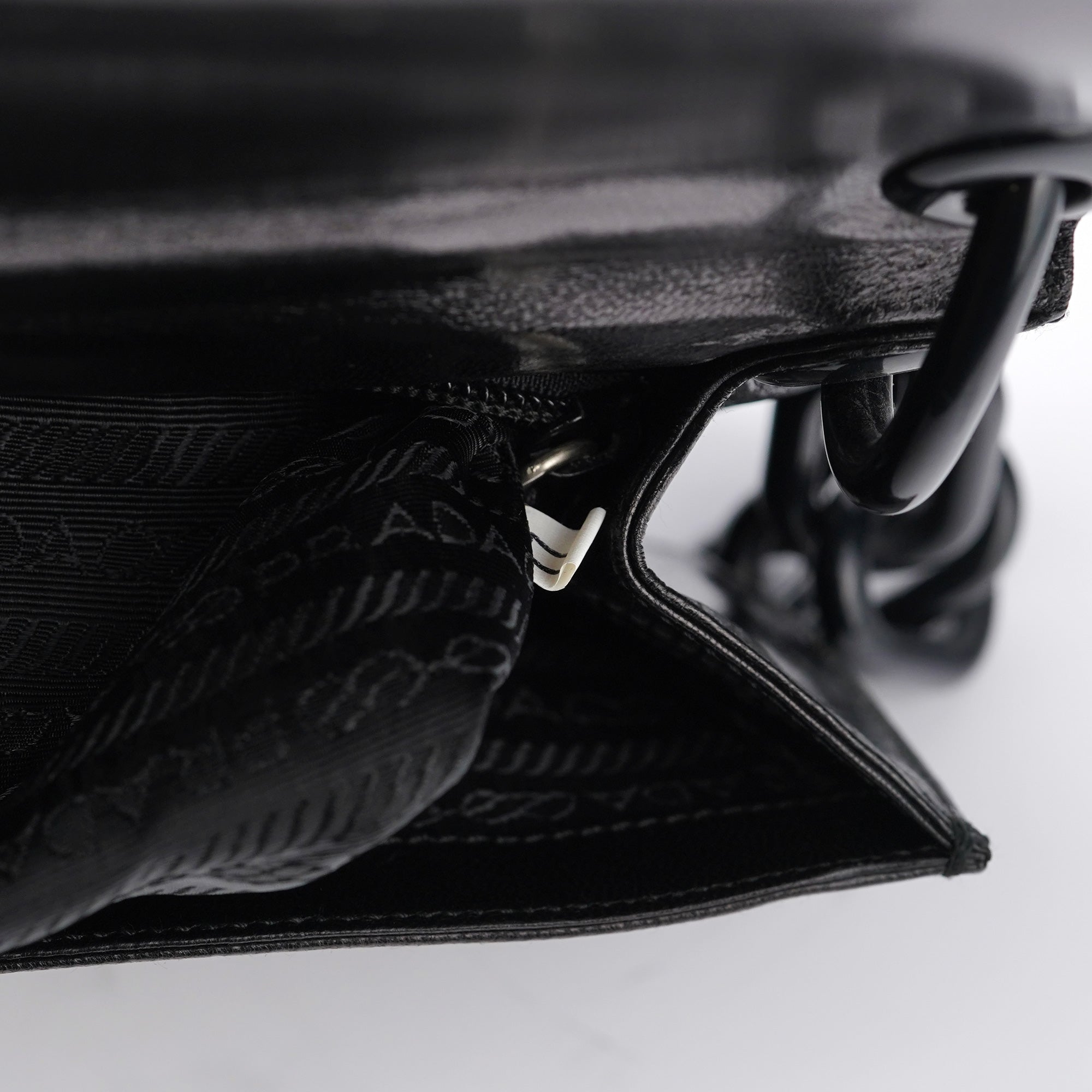 Black Calfskin Madras Swing Chain Shoulder Bag