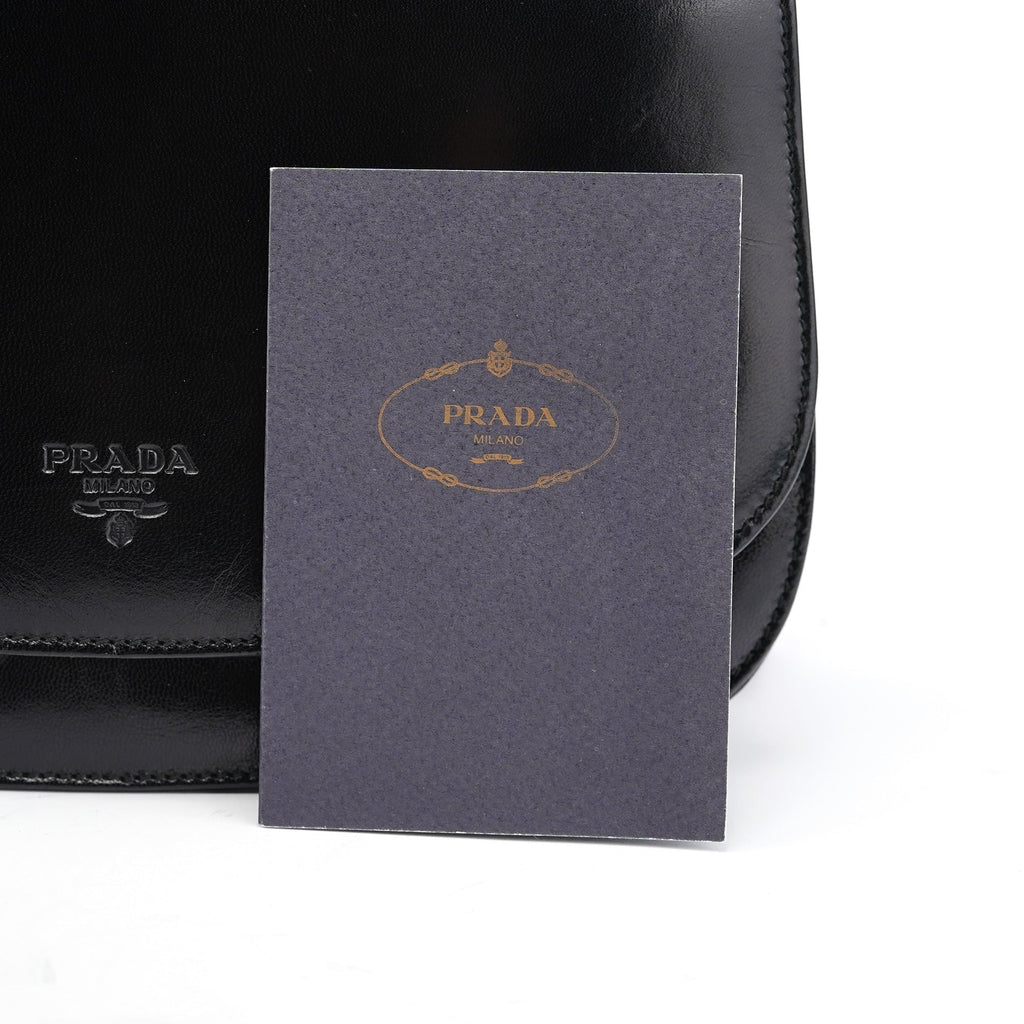 Black Calfskin Madras Swing Chain Shoulder Bag