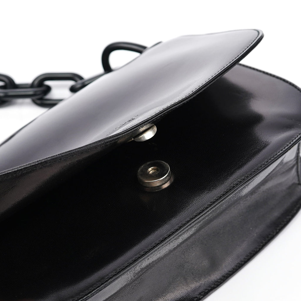 Black Calfskin Madras Swing Chain Shoulder Bag