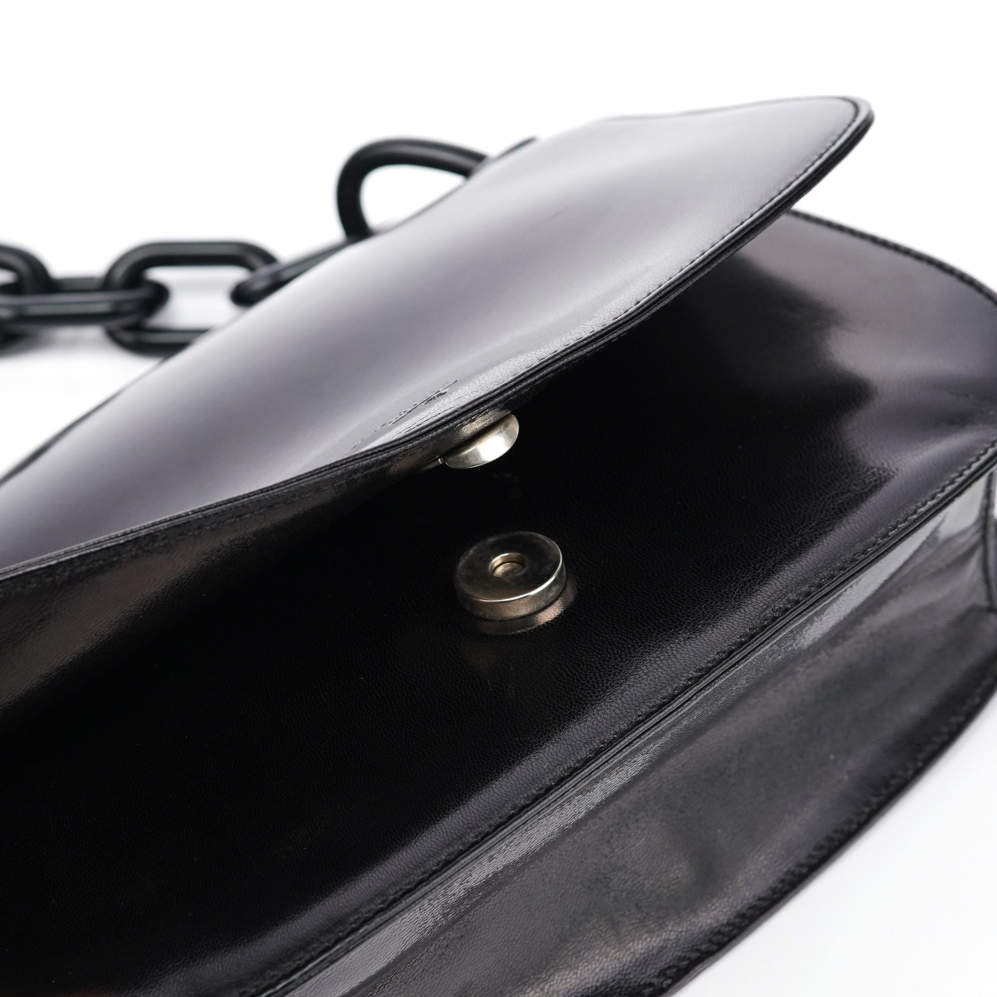 Black Calfskin Madras Swing Chain Shoulder Bag