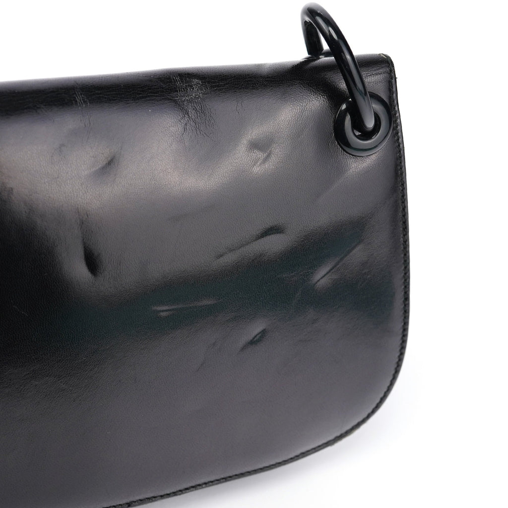 Black Calfskin Madras Swing Chain Shoulder Bag