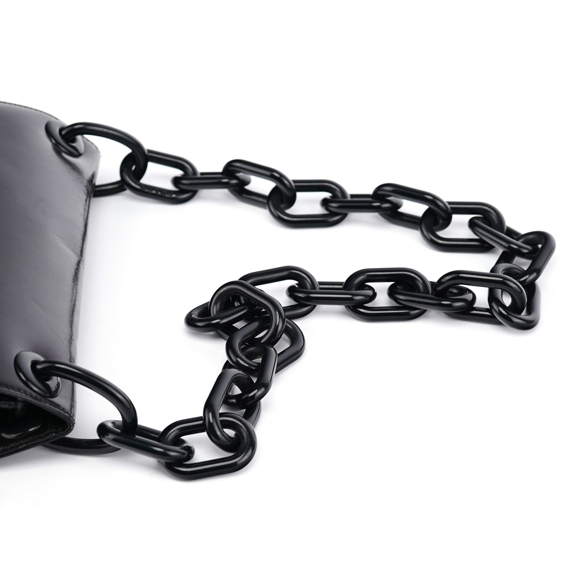 Black Calfskin Madras Swing Chain Shoulder Bag