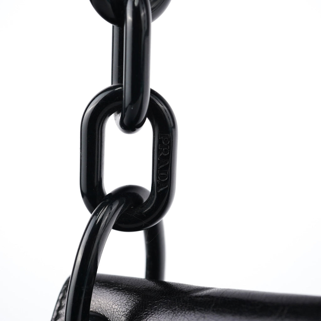 Black Calfskin Madras Swing Chain Shoulder Bag