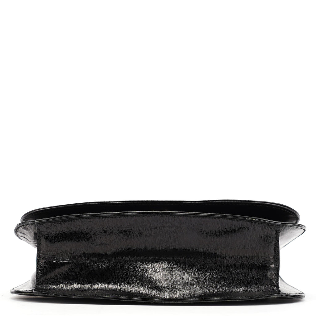 Black Calfskin Madras Swing Chain Shoulder Bag