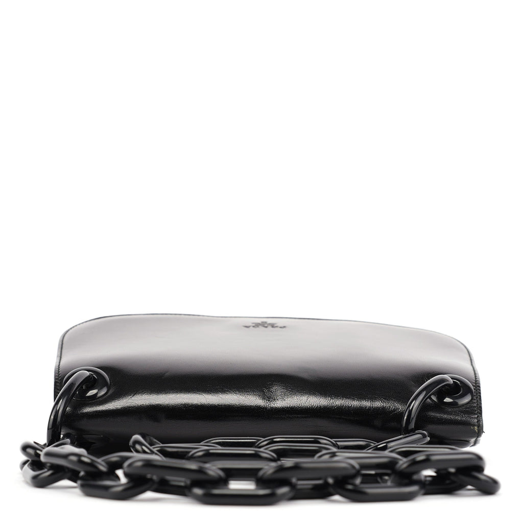 Black Calfskin Madras Swing Chain Shoulder Bag