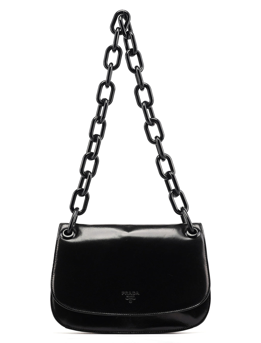 Black Calfskin Madras Swing Chain Shoulder Bag