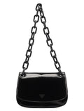 Black Calfskin Madras Swing Chain Shoulder Bag