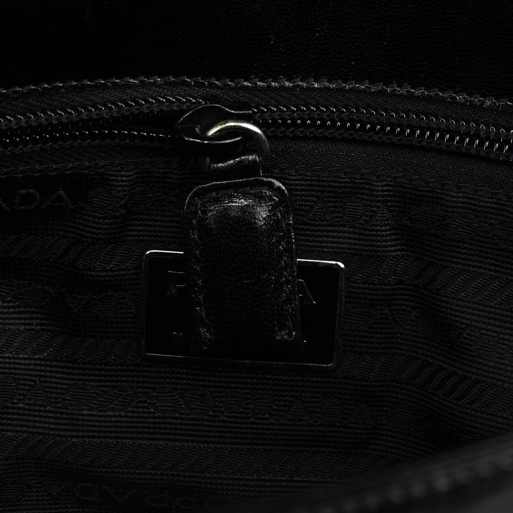 Black Calfskin Madras Swing Chain Shoulder Bag