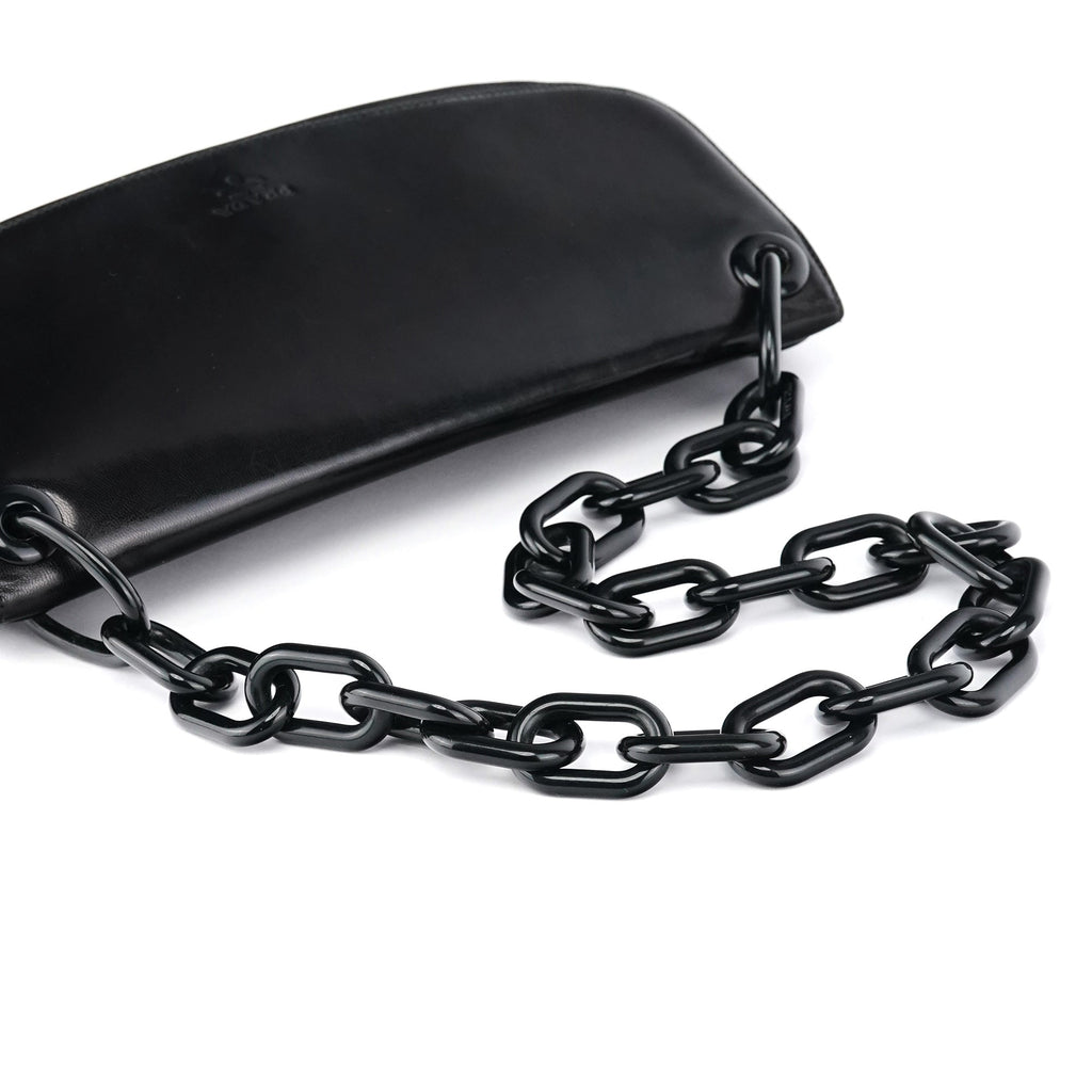 Black Calfskin Madras Swing Chain Shoulder Bag