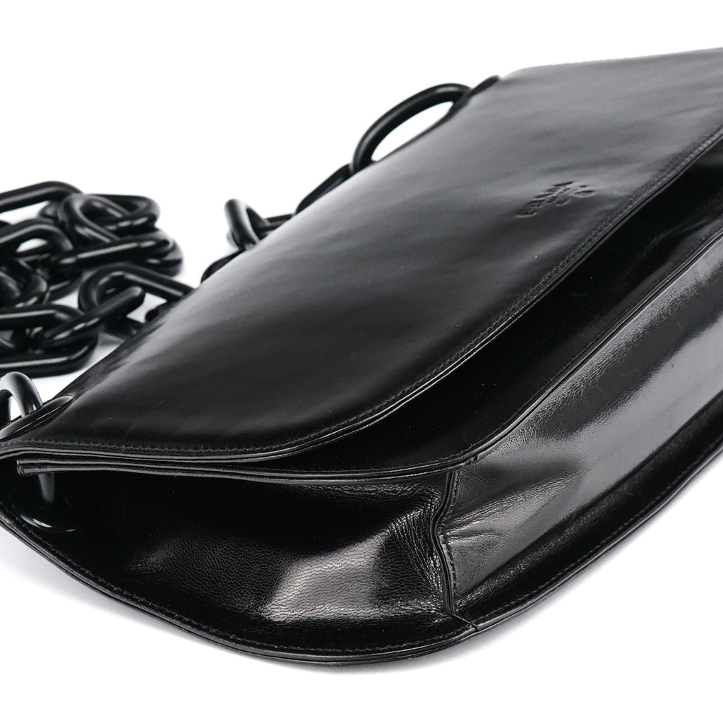 Black Calfskin Madras Swing Chain Shoulder Bag