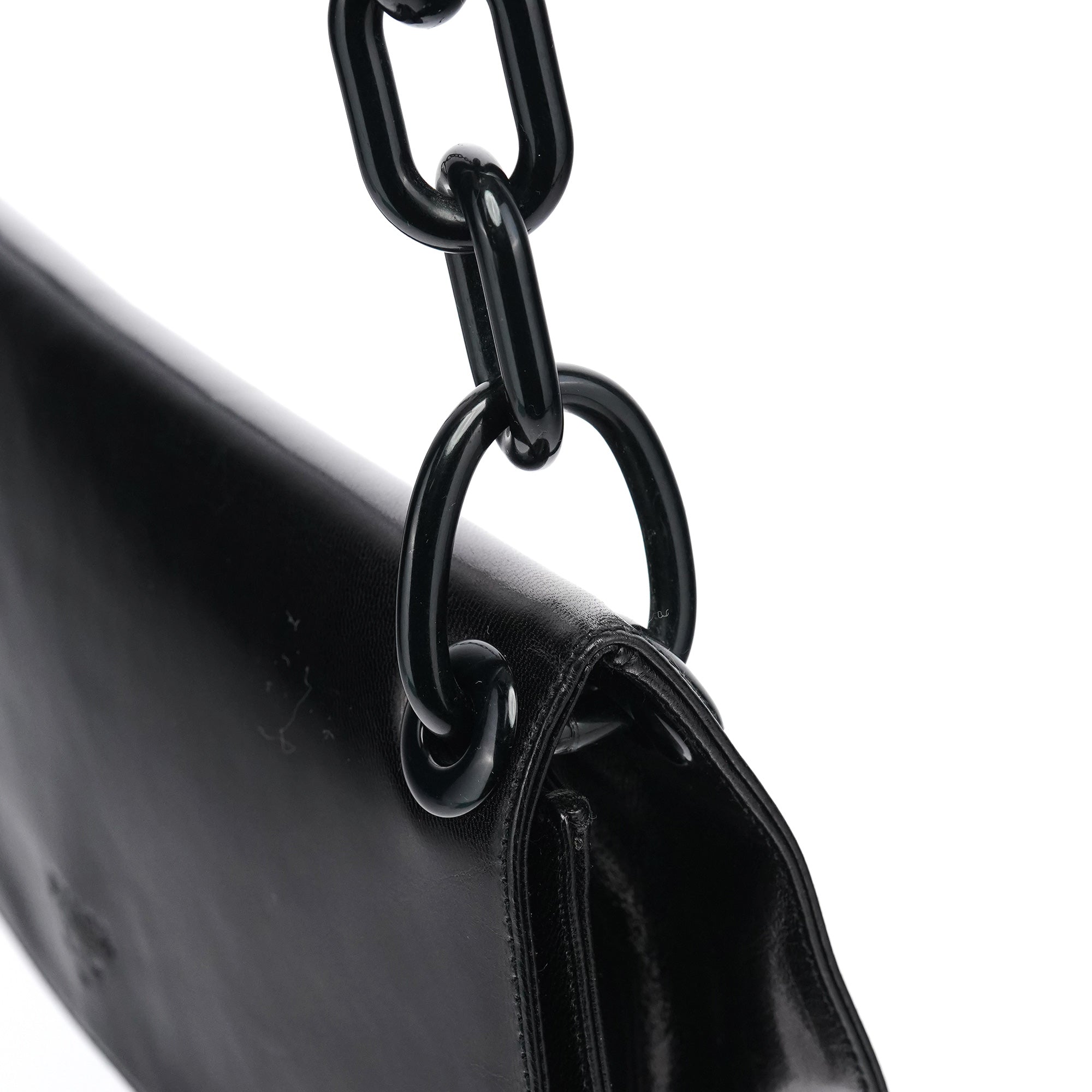 Black Calfskin Madras Swing Chain Shoulder Bag