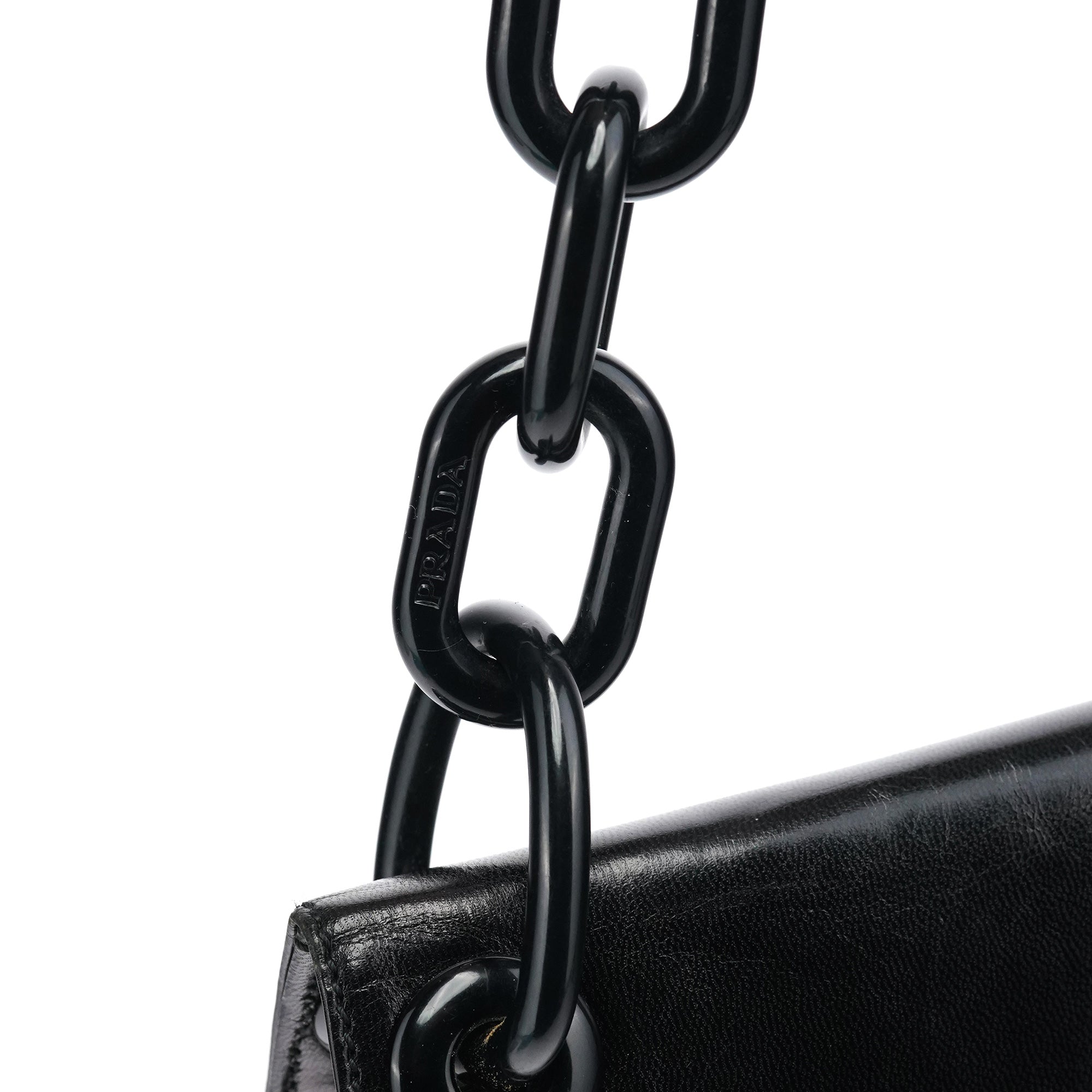 Black Calfskin Madras Swing Chain Shoulder Bag