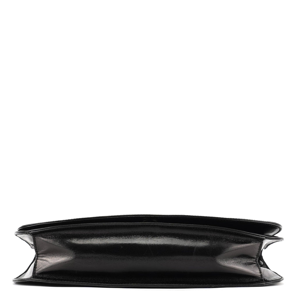 Black Calfskin Madras Swing Chain Shoulder Bag