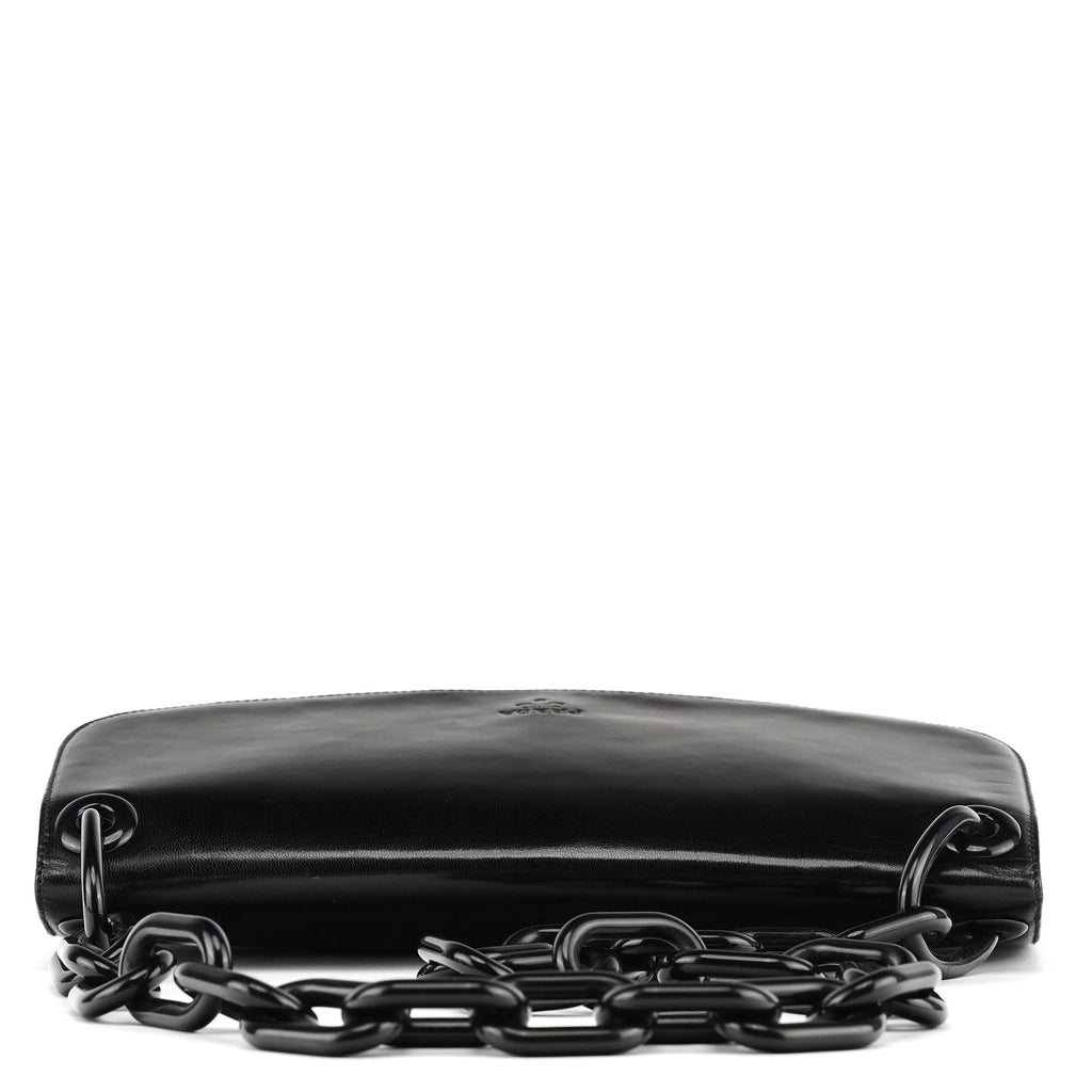 Black Calfskin Madras Swing Chain Shoulder Bag
