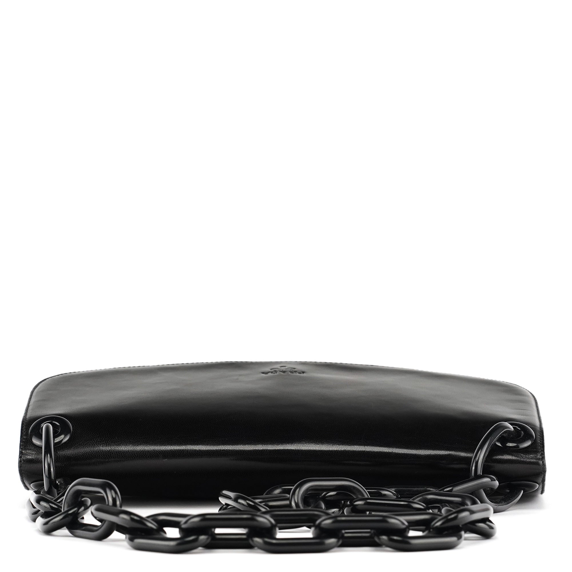 Black Calfskin Madras Swing Chain Shoulder Bag