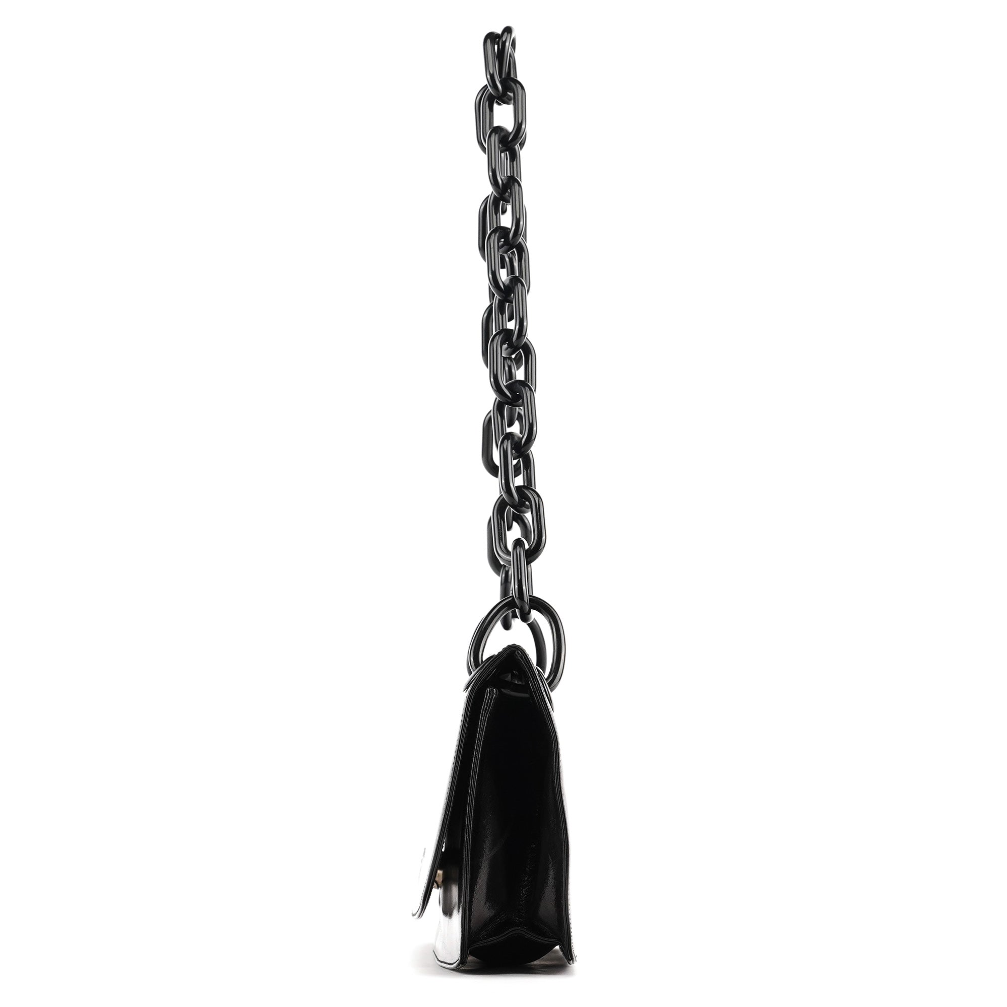Black Calfskin Madras Swing Chain Shoulder Bag