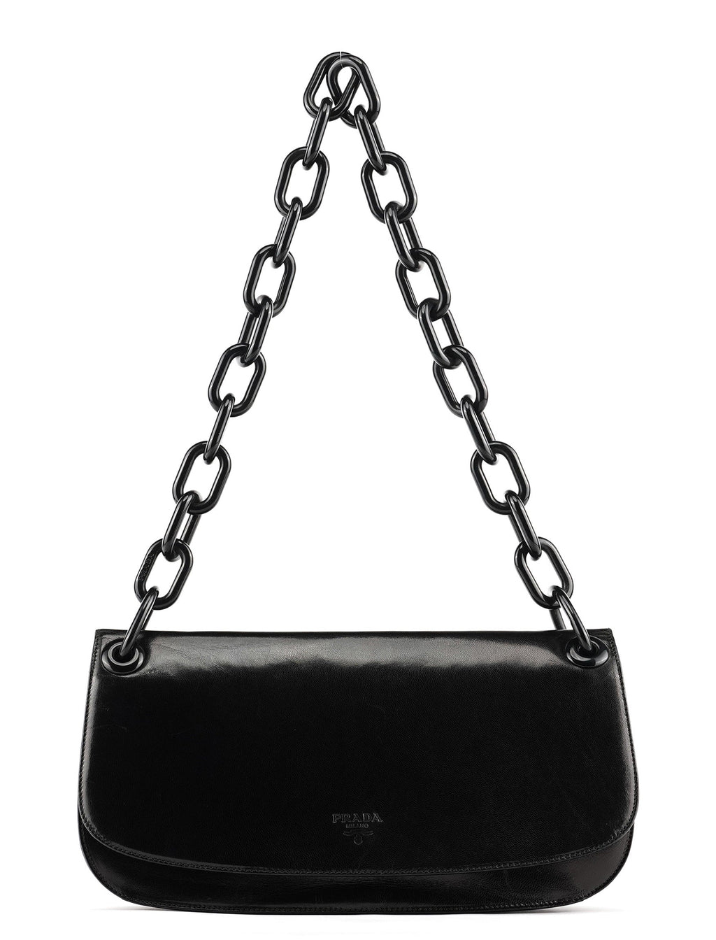 Black Calfskin Madras Swing Chain Shoulder Bag