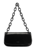 Black Calfskin Madras Swing Chain Shoulder Bag