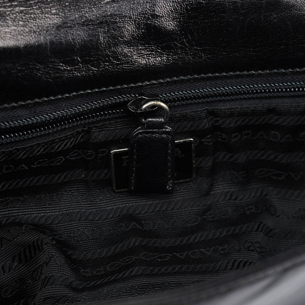 Black Calfskin Madras Swing Shoulder Bag