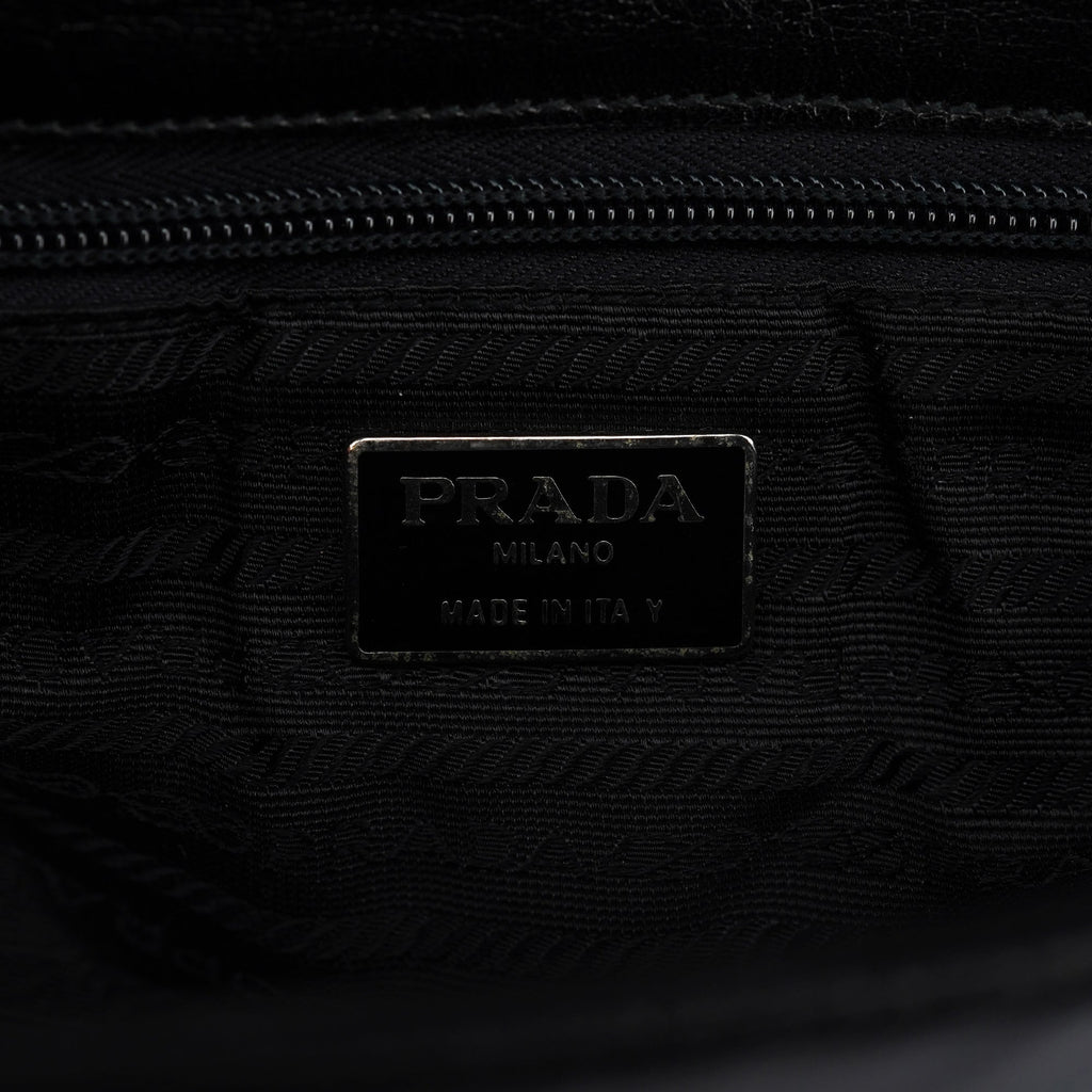 Black Calfskin Madras Swing Shoulder Bag