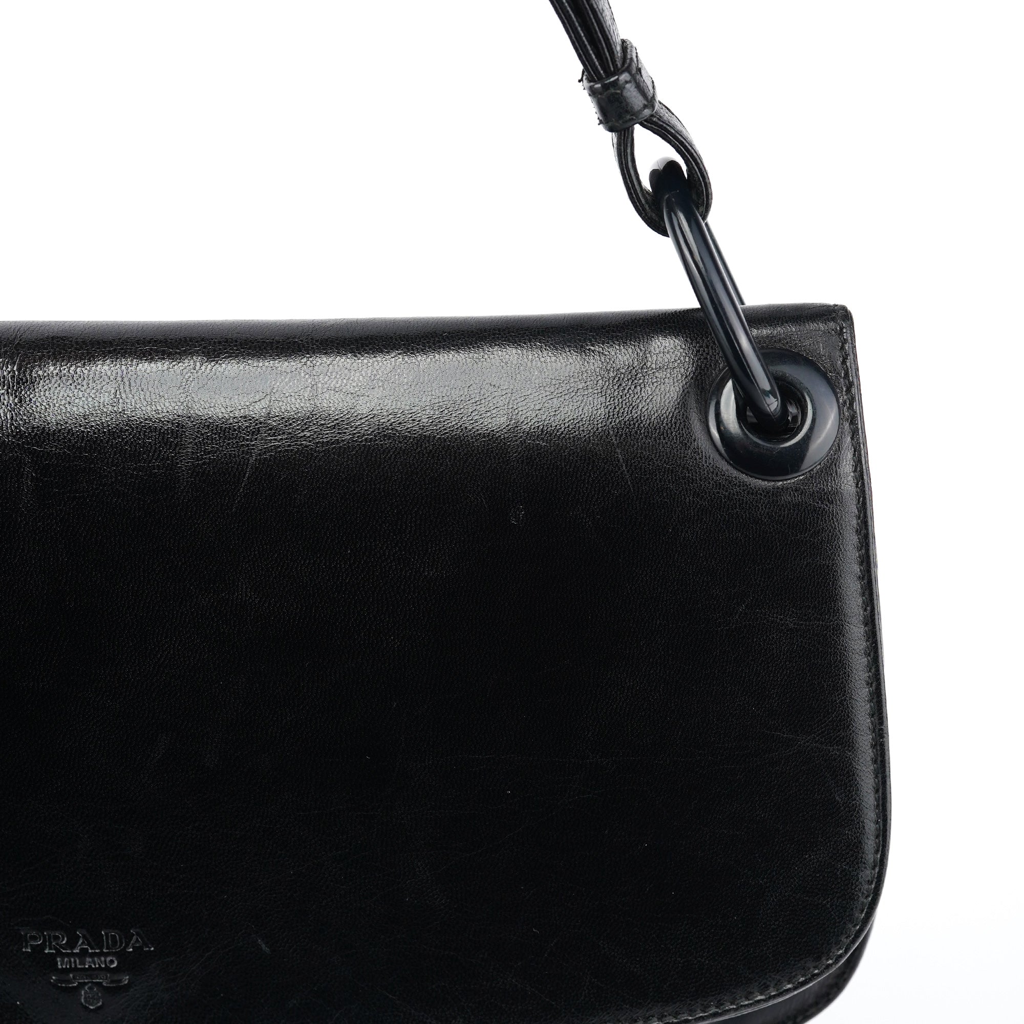 Black Calfskin Madras Swing Shoulder Bag