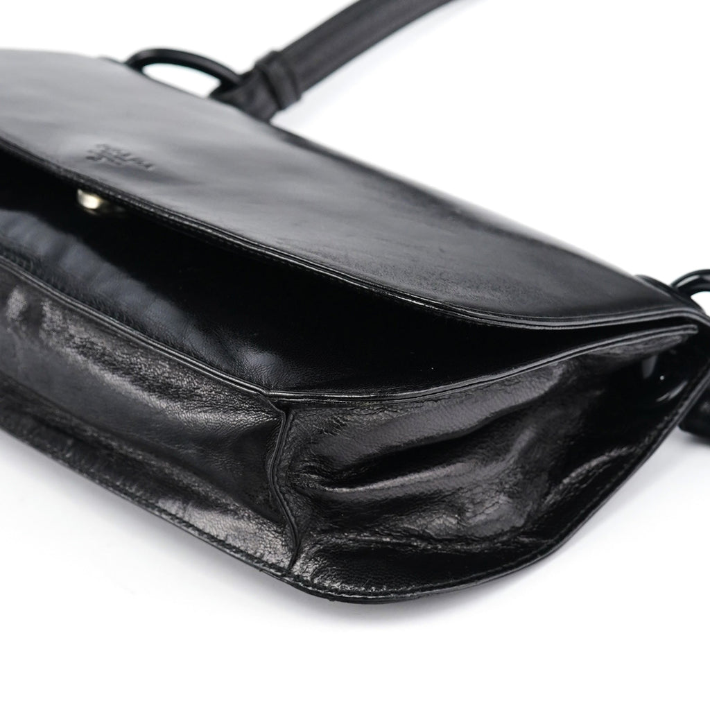 Black Calfskin Madras Swing Shoulder Bag