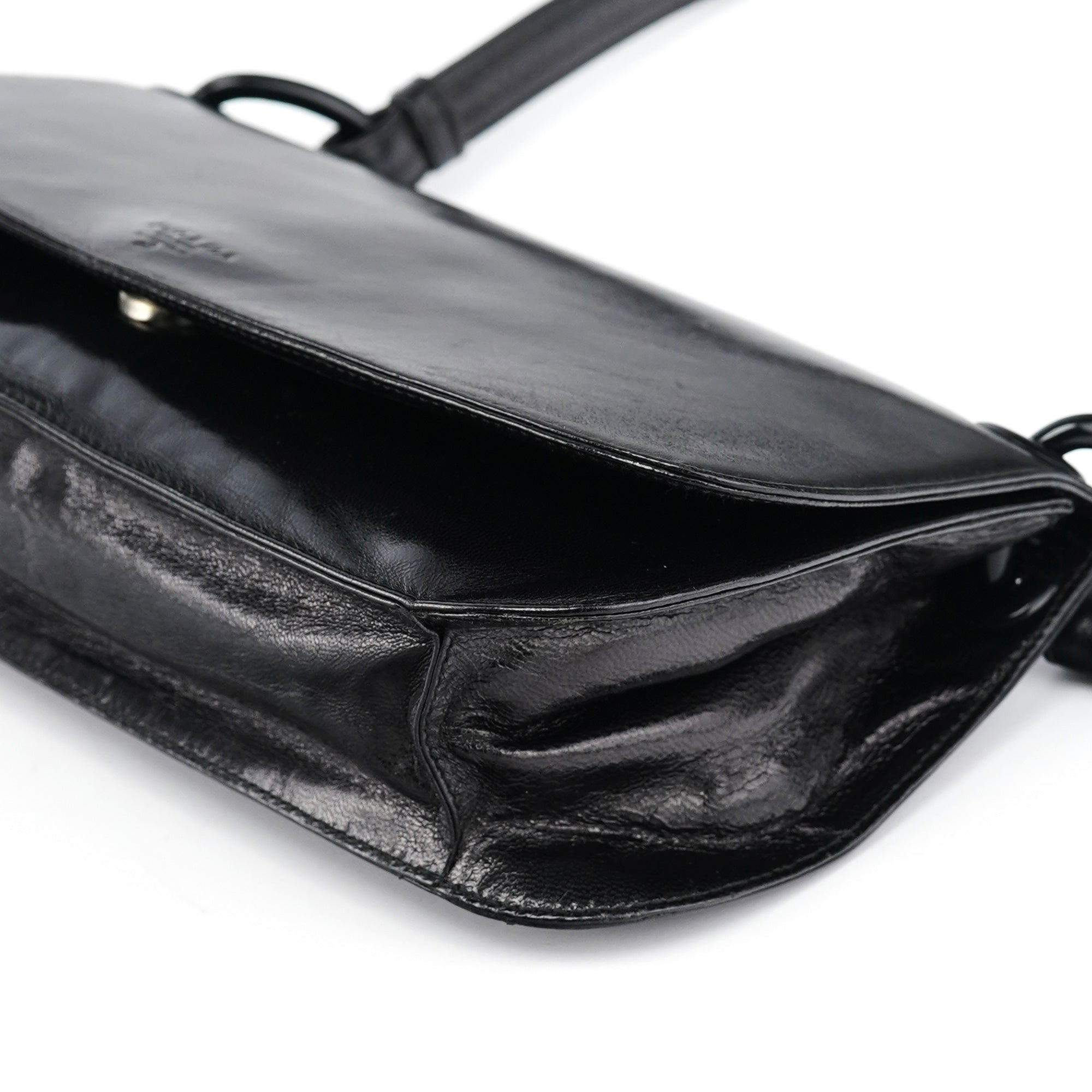 Black Calfskin Madras Swing Shoulder Bag