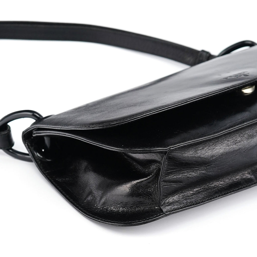 Black Calfskin Madras Swing Shoulder Bag
