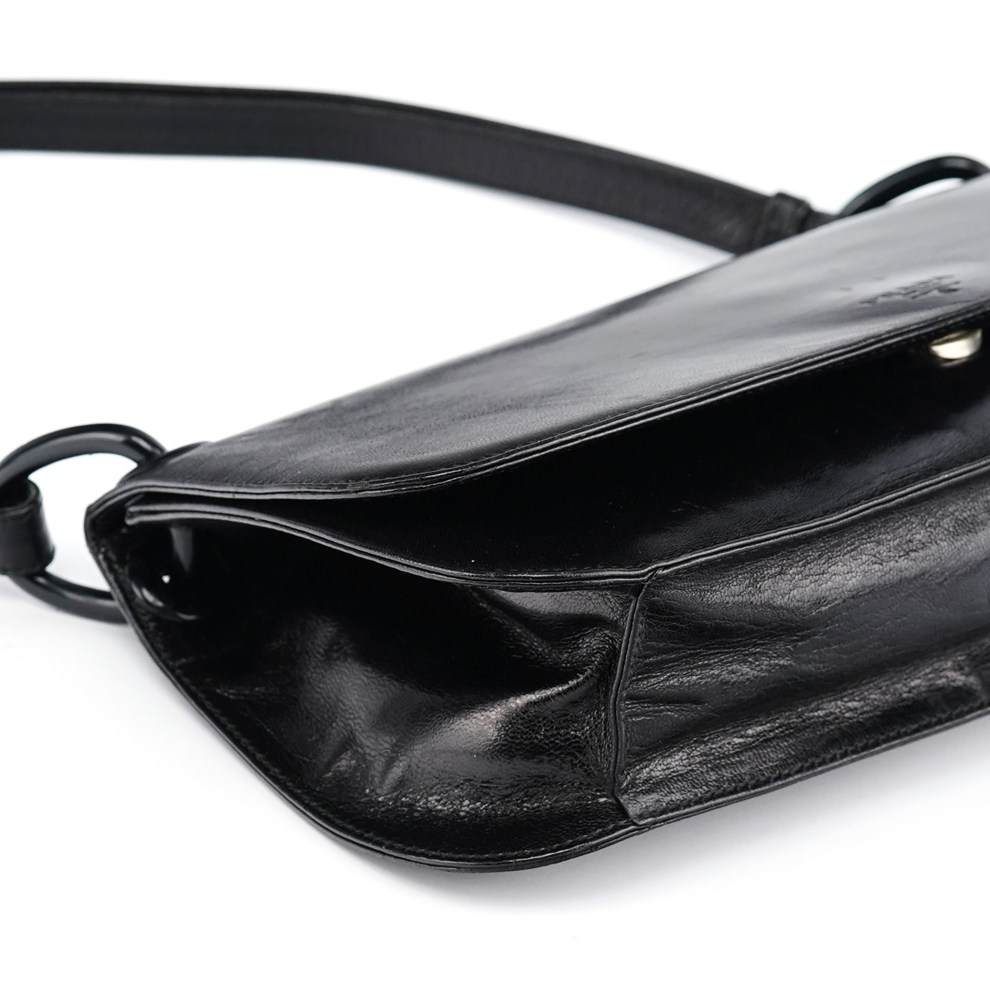 Black Calfskin Madras Swing Shoulder Bag