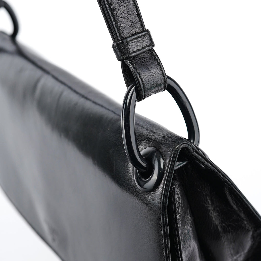 Black Calfskin Madras Swing Shoulder Bag