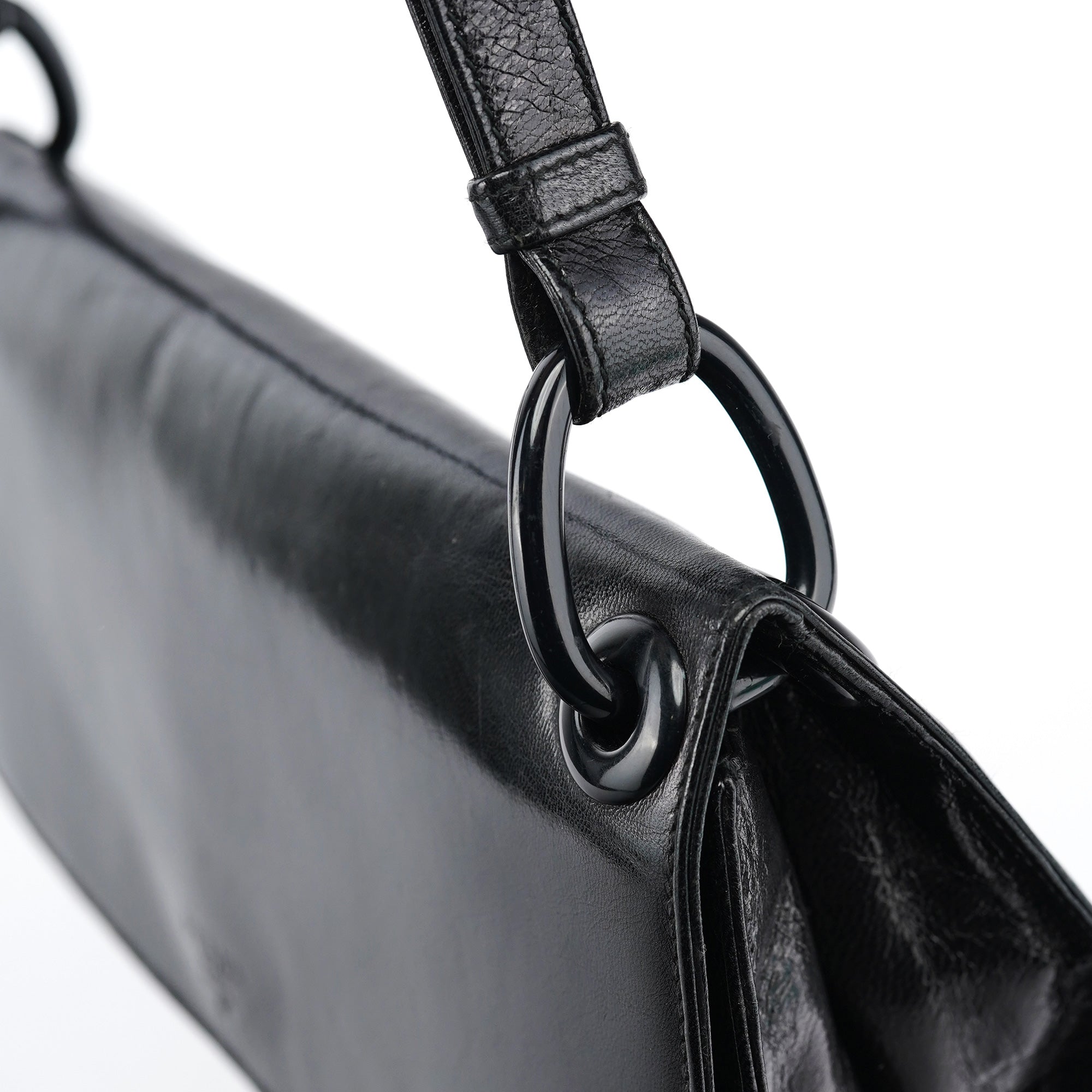 Black Calfskin Madras Swing Shoulder Bag