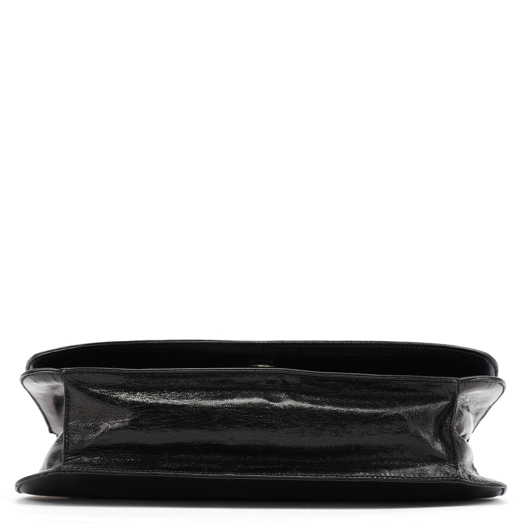 Black Calfskin Madras Swing Shoulder Bag