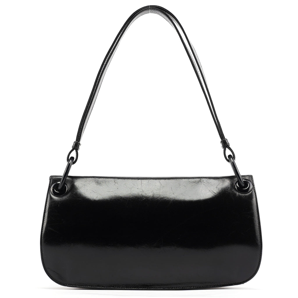Black Calfskin Madras Swing Shoulder Bag