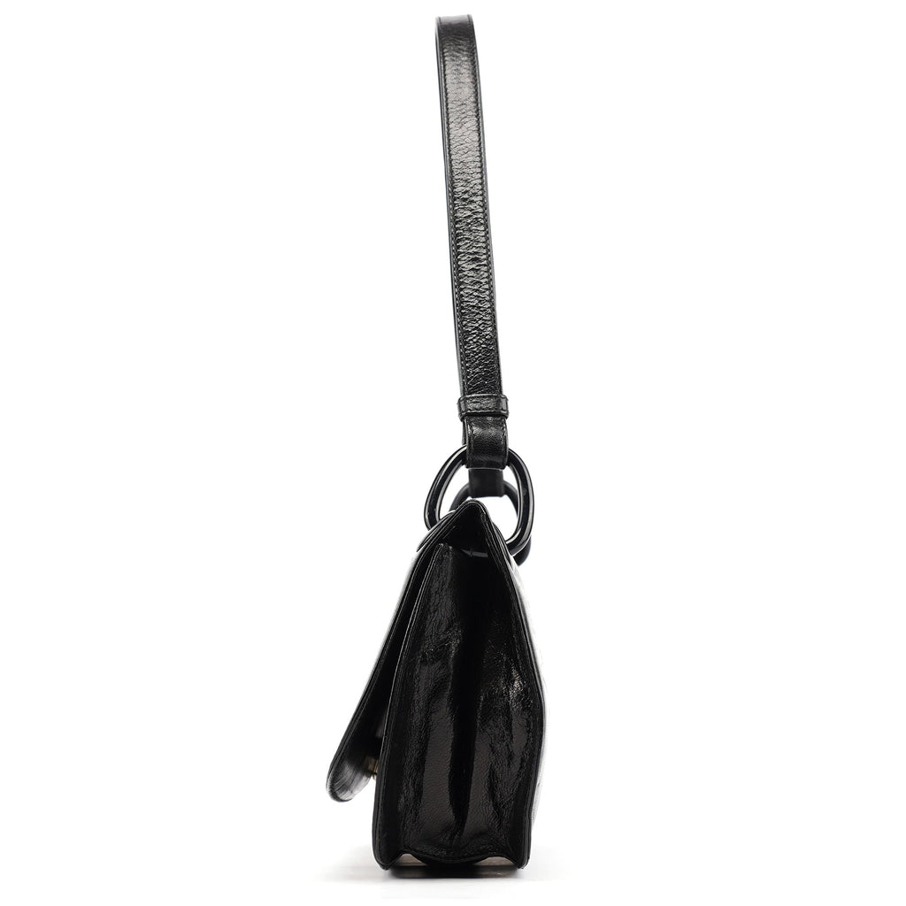 Black Calfskin Madras Swing Shoulder Bag