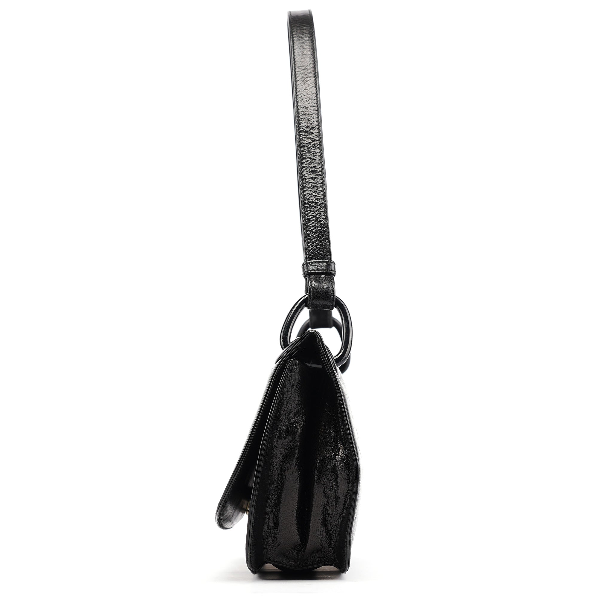 Black Calfskin Madras Swing Shoulder Bag
