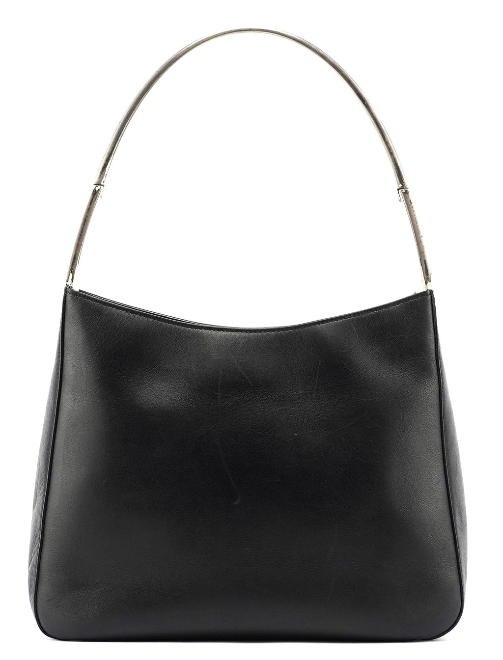 Black Calfskin Metallo Shoulder Bag