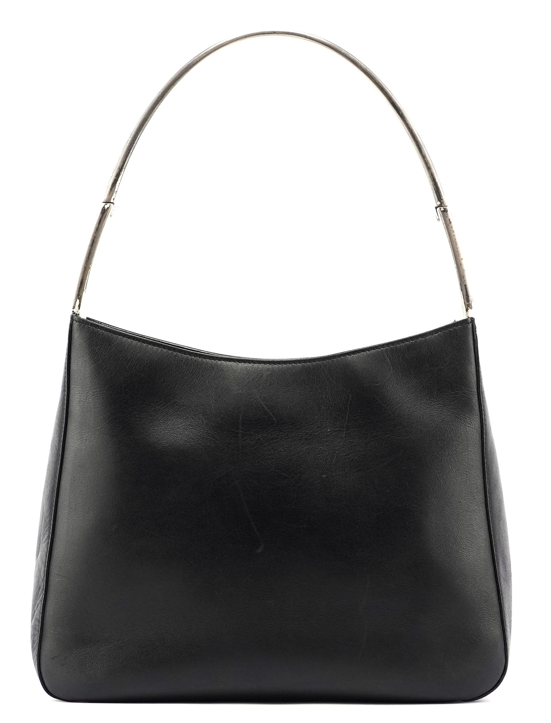 Black Calfskin Metallo Shoulder Bag