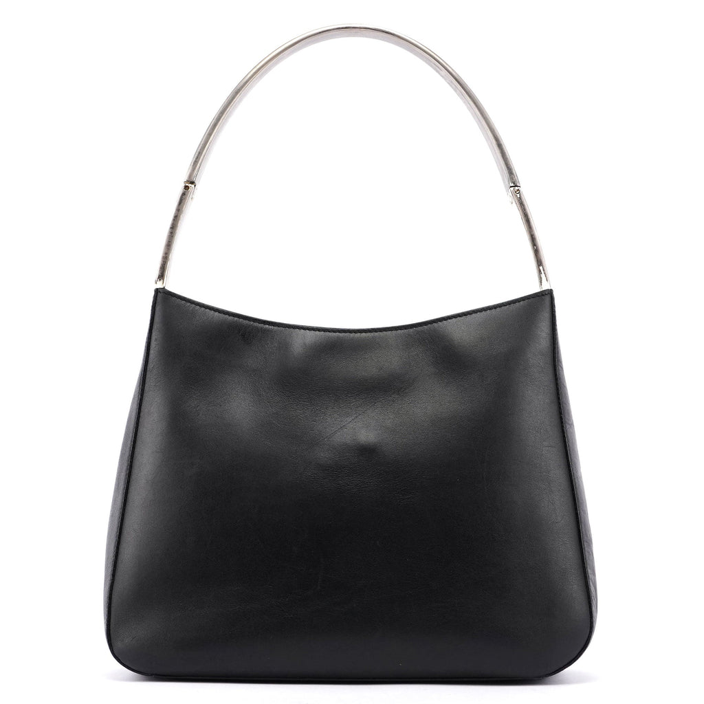 Black Calfskin Metallo Shoulder Bag