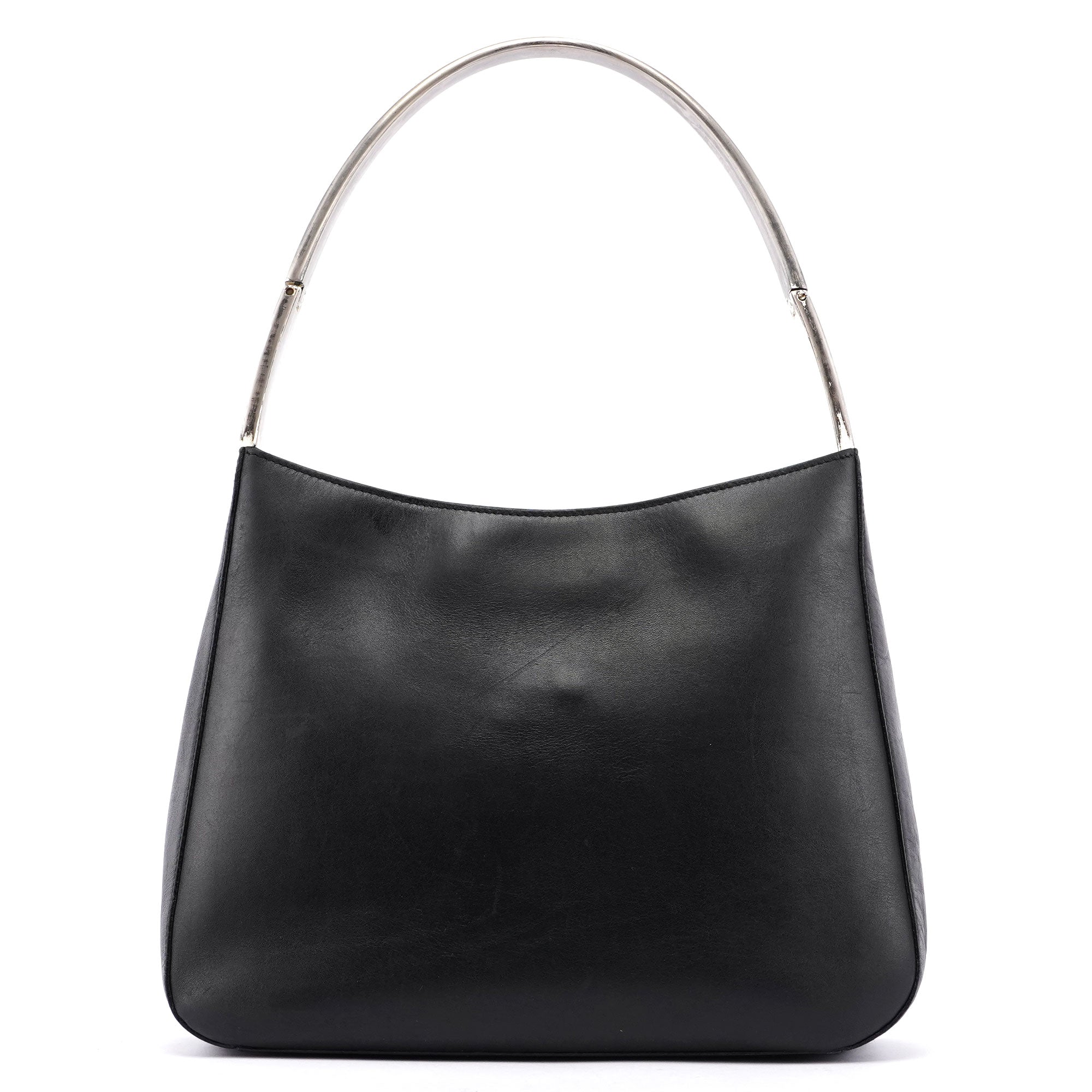 Black Calfskin Metallo Shoulder Bag