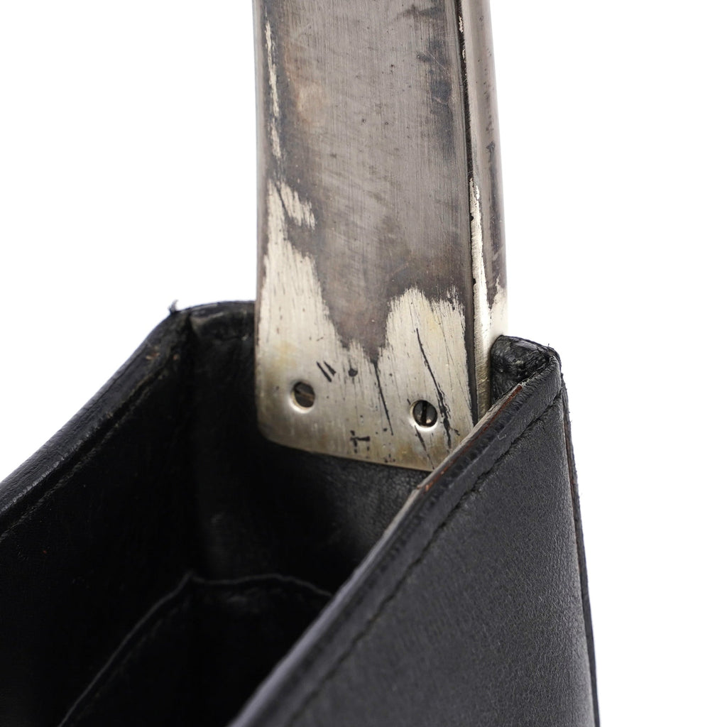 Black Calfskin Metallo Shoulder Bag