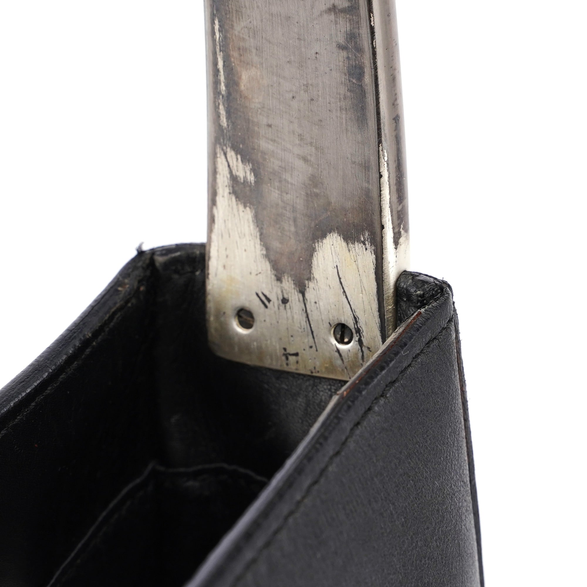 Black Calfskin Metallo Shoulder Bag