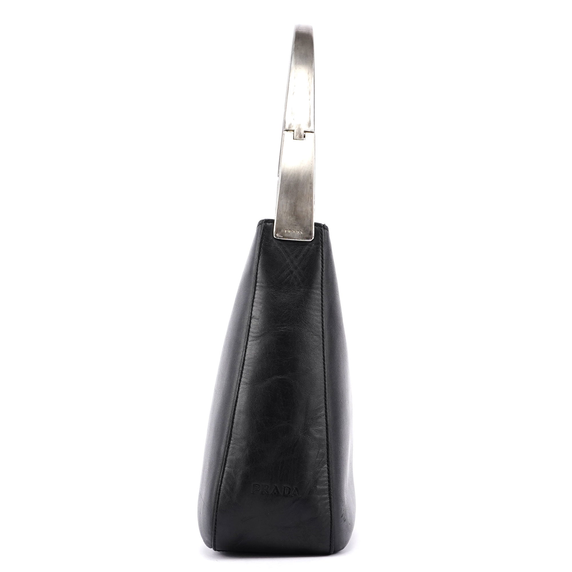Black Calfskin Metallo Shoulder Bag