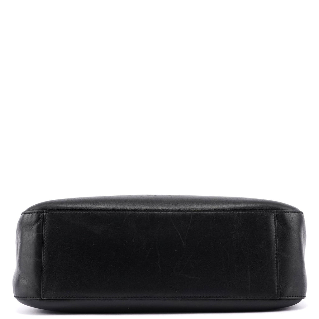 Black Calfskin Metallo Shoulder Bag