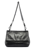 Black Calfskin Plastic Chain Shoulder Bag