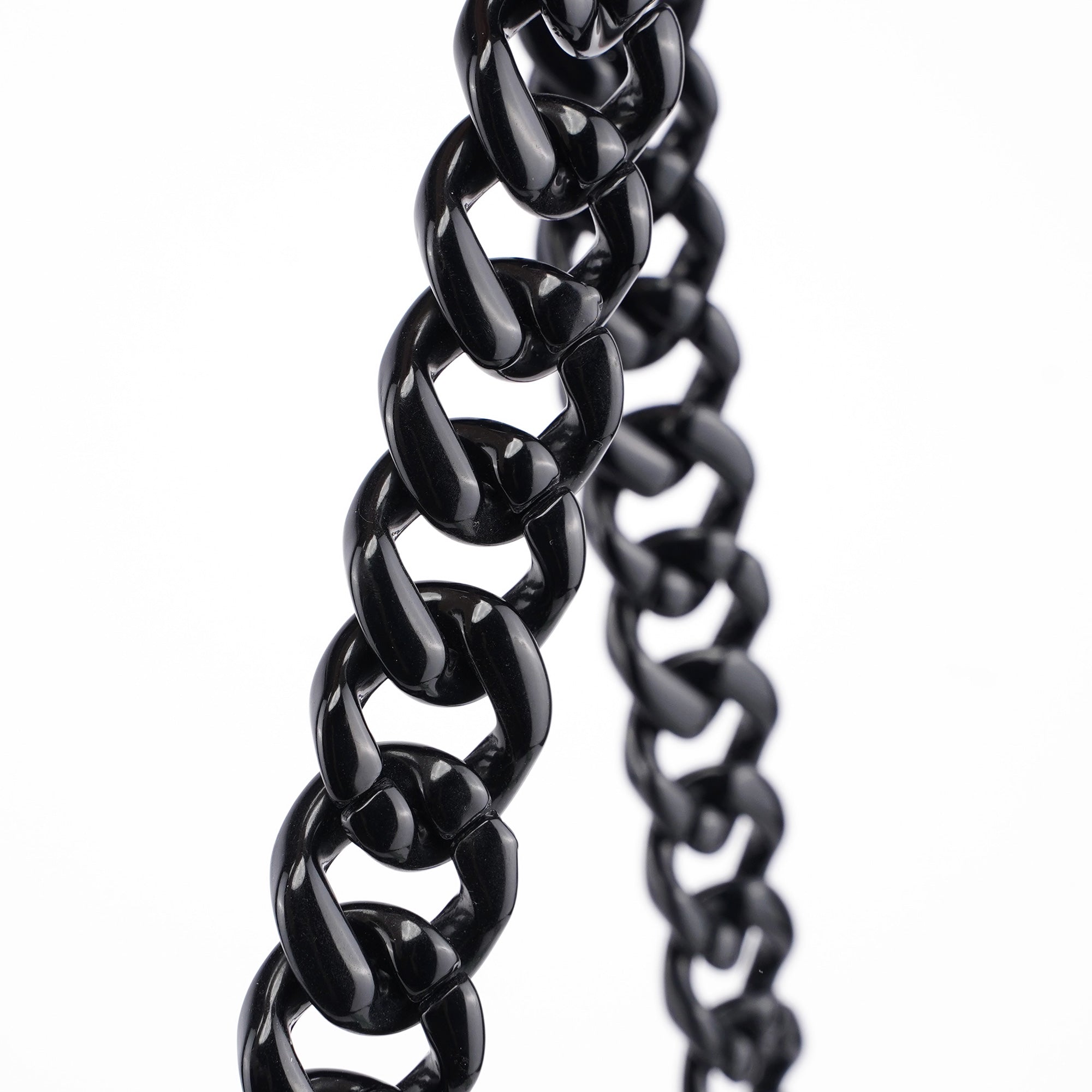 Black Calfskin Plastic Chain Shoulder Bag