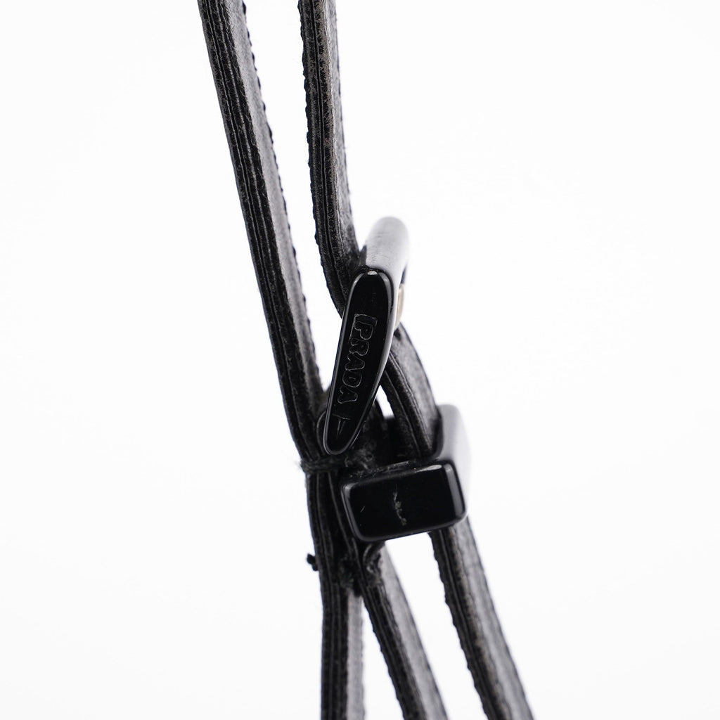 Black Calfskin Plastic Chain Shoulder Bag
