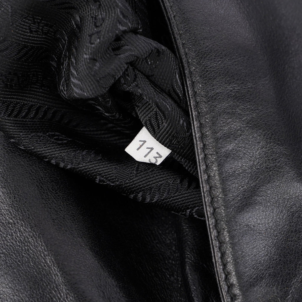 Black Calfskin Plastic Chain Shoulder Bag
